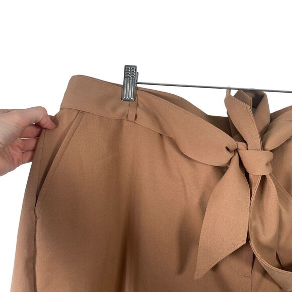 Lane Bryant Perfect Drape Shorts Paperbag Tie Waist Mid Rise Khaki NWT Womens 24 - Picture 3 of 9